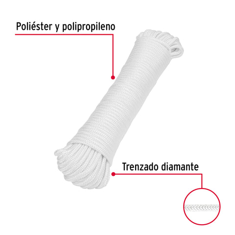 Piola de poliéster diamante de 5mmx30m blanca, madeja, FIERO | PIO-530P | 48396