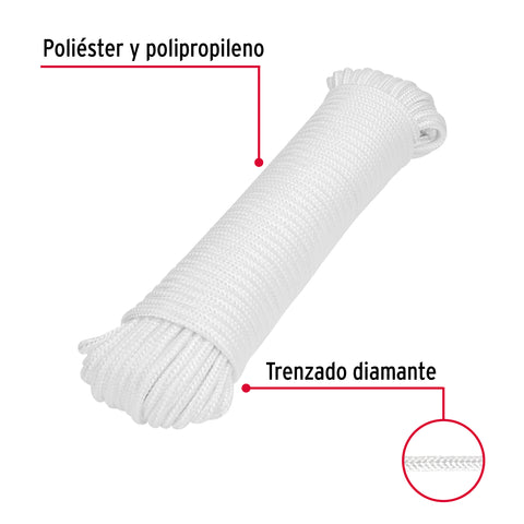 Piola de poliéster diamante de 6mmx30m blanca, madeja, FIERO | PIO-630P | 48397
