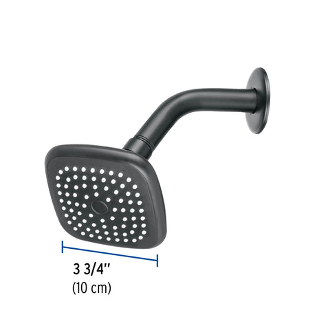 Regadera cuadrada 3-3/4' brazo y chapetón, negro, BASIC | R-401M | 48420