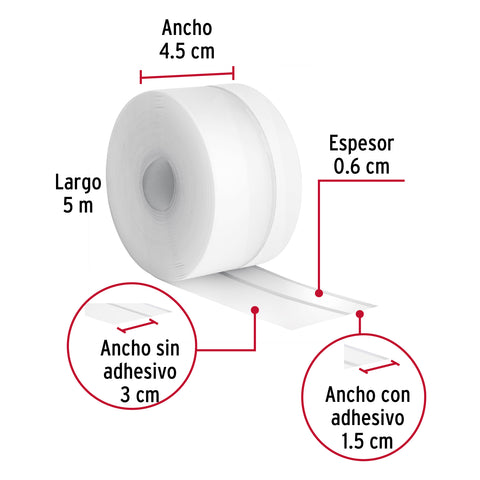 Cinta guardapolvo 5 m x 45 mm, transparente, HERMEX | GUPO-205 | 48465