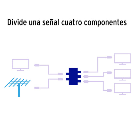 Divisor coaxial de 1 entrada y 4 salidas, Volteck | DICO-14 | 48477