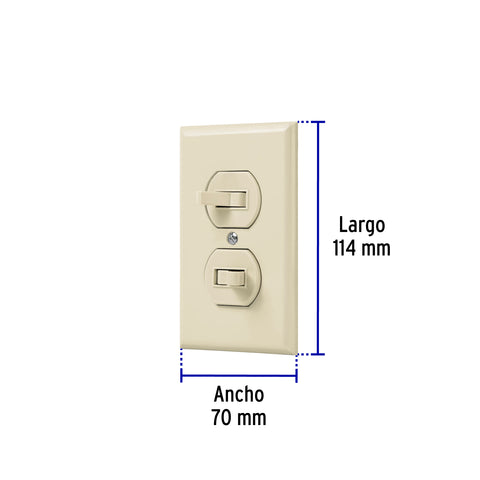 Placa armada 2 interruptores sencillo, línea Standard,marfil | PA-APDO-S | 48492