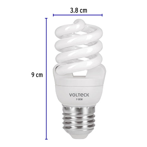 Pack de 4 lámparas espiral mini T2 9 W luz de día, en caja | F-9EMX4 | 48508