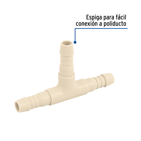 Tee inserción 1/2' de polipropileno, FOSET | CM-762 | 48569