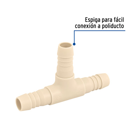 Tee inserción 3/4' de polipropileno, FOSET | CM-763 | 48570