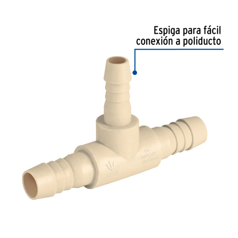 Tee reducida inserción central 3/4' x 1/2' de polipropileno | CM-721 | 48572