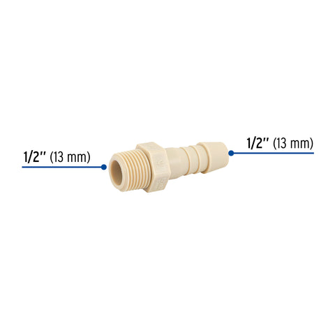 Adaptador inserción rosca exterior de 1/2' x 1/2', FOSET | CM-612 | 48574