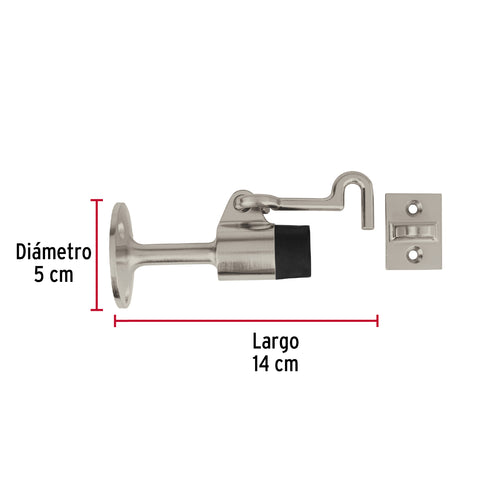 Tope metálico para puerta con gancho, HERMEX | TOGA-3 | 48596