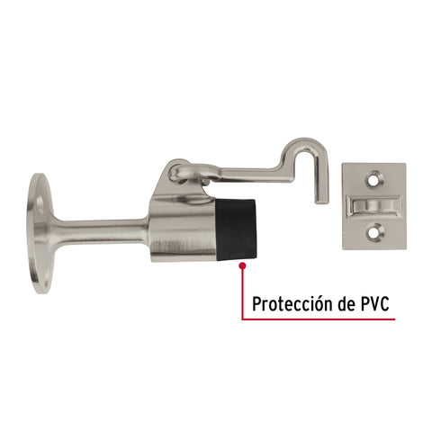 Tope metálico para puerta con gancho, HERMEX | TOGA-3 | 48596