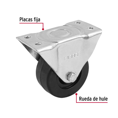 Rodaja hule 3', placa fija con buje, carga 50 kg, FIERO | RO-113 | 48599