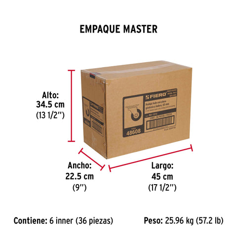 Rodaja hule 2-1/2', placa giratoria c/balero, carga 50kg | RO-1212 | 48608