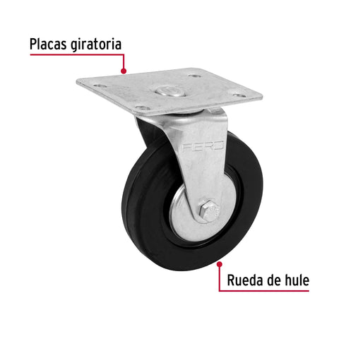 Rodaja hule 4', placa giratoria c/balero, carga 50kg, FIERO | RO-1216 | 48612