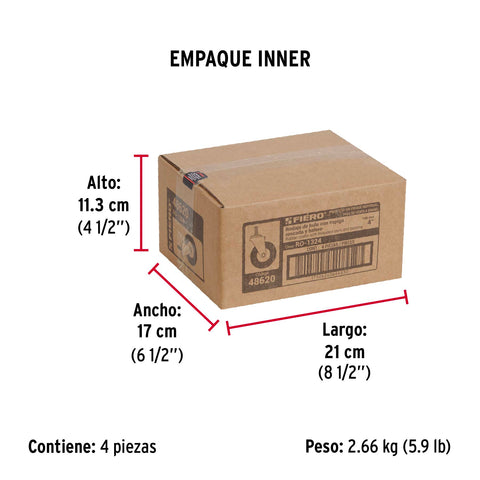 Rodaja hule 4', con espiga roscada, carga 50kg, FIERO | RO-1324 | 48620