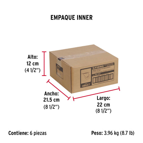 Rodaja de polietileno 2-1/2 placa giratoria con balero FIERO | RO-224 | 48627