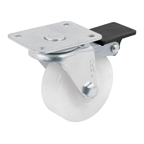 Rodaja de polietileno 2-1/2' placa giratoria con freno FIERO | RO-2211F | 48634