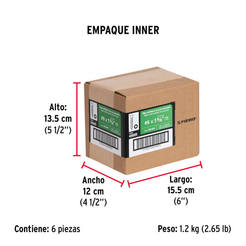 Bolsa con 100 pijas #6 x 1-5/8' multiusos, FIERO | PIJ-641 | 48689