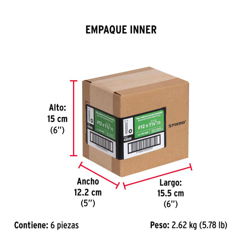 Bolsa con 100 pijas #12 x 1-1/4' multiusos, FIERO | PIJ-1232 | 48696