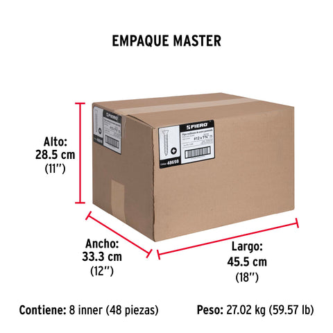 Bolsa con 100 pijas #12 x 1-3/4' multiusos, FIERO | PIJ-1244 | 48698