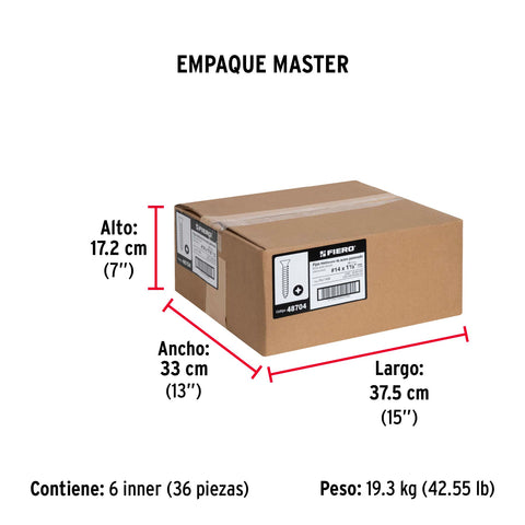 Bolsa con 100 pijas #14 x 1-1/2' multiusos, FIERO | PIJ-1438 | 48704