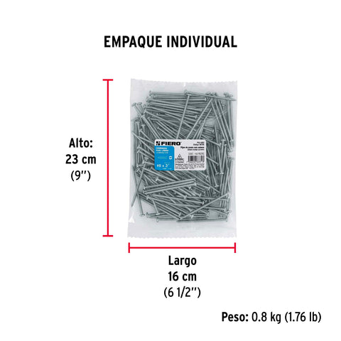 Bolsa con 150 pijas para lámina, #8 x 3', FIERO | PILA-8X3 | 48725