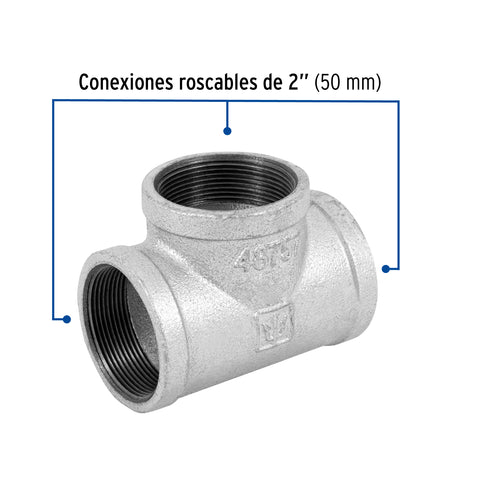 Tee sencilla 2' acero galvanizado, FOSET | CG-706 | 48757