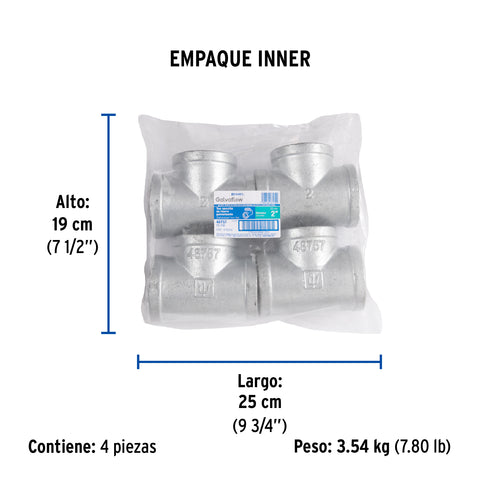 Tee sencilla 2' acero galvanizado, FOSET | CG-706 | 48757
