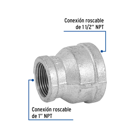 Reducción campana acero galvanizado 1-1/2' x 1', FOSET | CG-299 | 48766