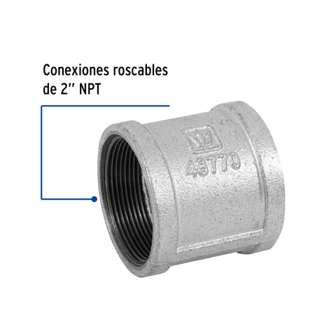 Cople reforzado de acero galvanizado de 2', FOSET | CG-206 | 48770
