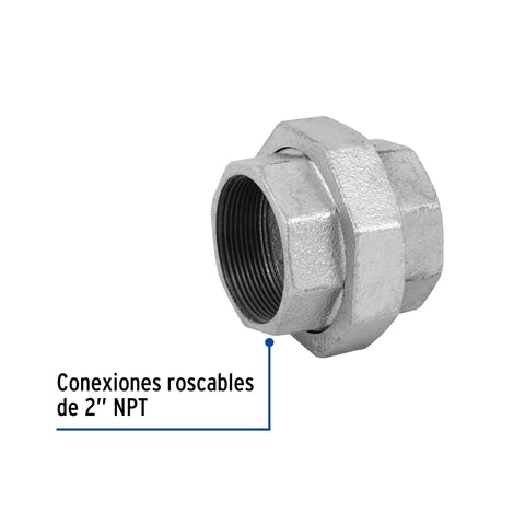 Tuerca unión 2' acero galvanizado, FOSET | CG-976 | 48773