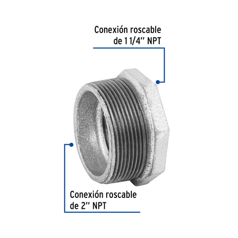Reducción bushing acero galvanizado 2 x 1-1/4', FOSET | CG-241 | 48781