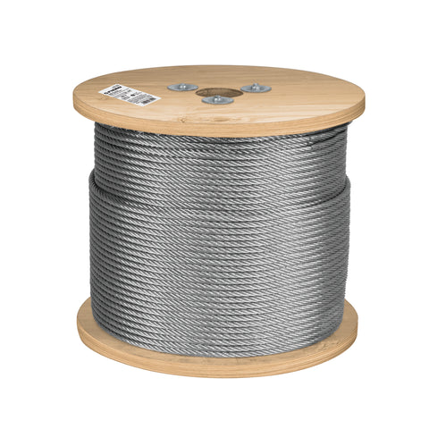 Metro de cable rígido 1/4' de acero 7x7 hilos, 300 m, FIERO | CAB-1/4R3 | 48799