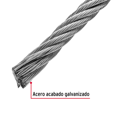 Metro de cable flexible 3/8' de acero 7x19 hilos, 75 m | CAB-3/8F | 48817