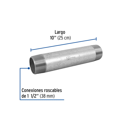 Niple de acero galvanizado 1-1/2 x 10', FOSET | CG-441 | 48840