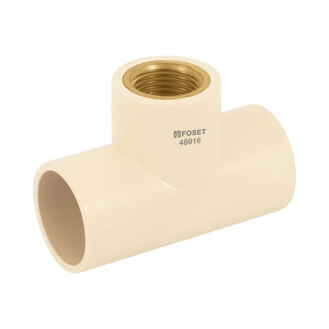 Tee reducida hembra de CPVC 1' x 1' x 1/2' inserto latón | CPVC-703 | 48916