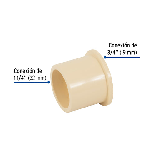 Reducción bushing de CPVC 1-1/4' x 3/4', FOSET | CPVC-235 | 48939