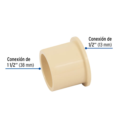 Reducción bushing de CPVC 1-1/2' x 1/2', FOSET | CPVC-237 | 48941