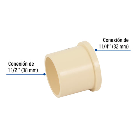 Reducción bushing de CPVC 1-1/2' x 1-1/4', FOSET | CPVC-240 | 48944