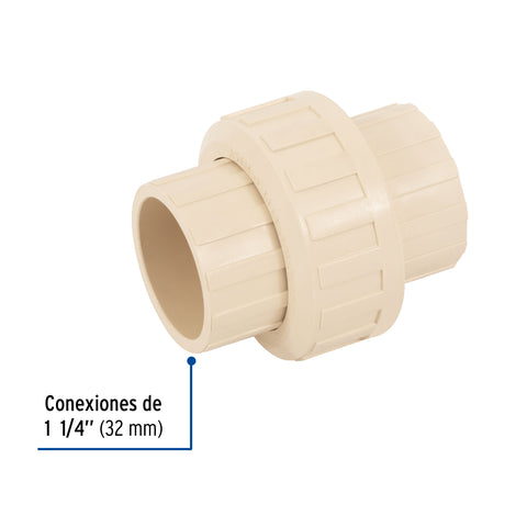Tuerca unión lisa de CPVC 1-1/4', FOSET | CPVC-974 | 48950