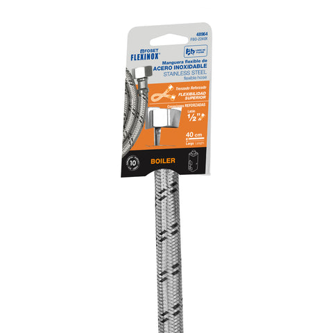 Manguera para boiler, acero inox, 1/2'x1/2', 40 cm, FOSET | FBO-2240X | 48964