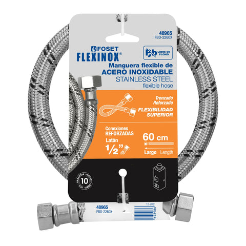 Manguera para boiler, acero inox, 1/2'x1/2', 60 cm, FOSET | FBO-2260X | 48965