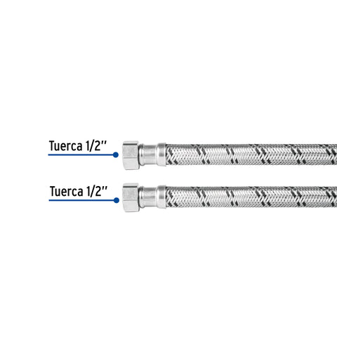 Manguera para boiler, acero inox, 1/2'x1/2', 120 cm, FOSET | FBO-22120X | 48967