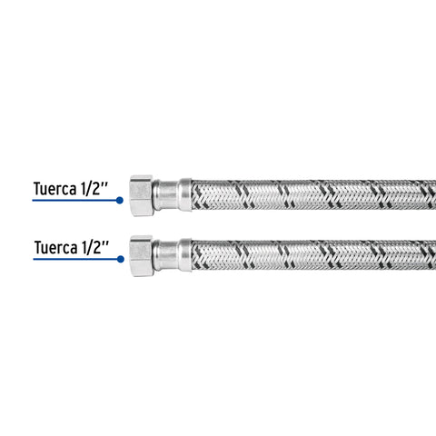 Manguera para boiler, acero inox, 1/2'x1/2', 150 cm, FOSET | FBO-22150X | 48968