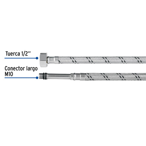 Manguera para monomando, acero inox, 1/2'x M10, 55 cm | FMO-55X | 48969