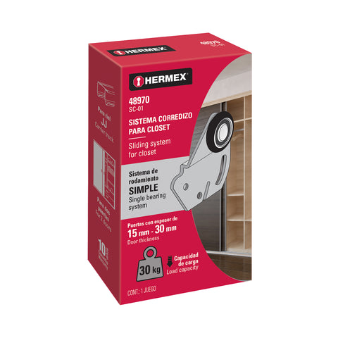 Sistema corredizo para riel superior de clóset, HERMEX | SC-01 | 48970