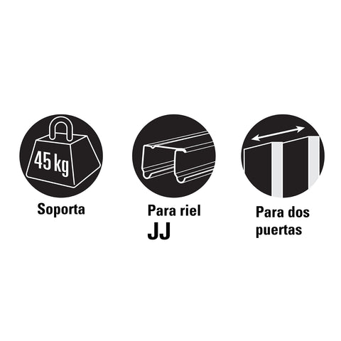 Sistema corredizo doble para riel superior de clóset, HERMEX | SC-02 | 48971