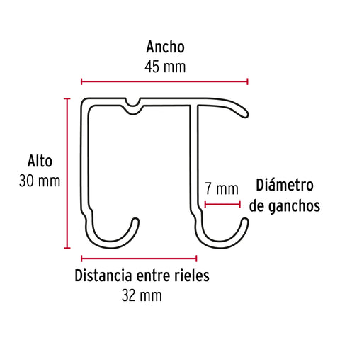 Riel superior 'JJ' de aluminio para puerta corrediza 3 m | RJJ-30 | 48973