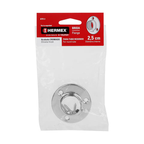 Brida cromada para tubo redondo de clóset, HERMEX | BTR-3 | 48975