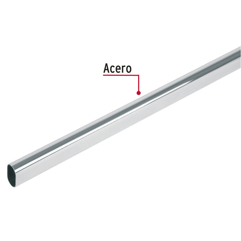 Tubo ovalado para clóset, 3.0 m, acero cromado, HERMEX | TO-530 | 48977