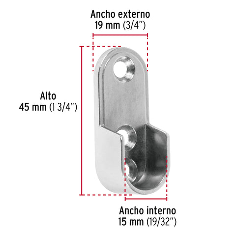 Brida niquelada para tubo ovalado de clóset, HERMEX | BTO-5 | 48978