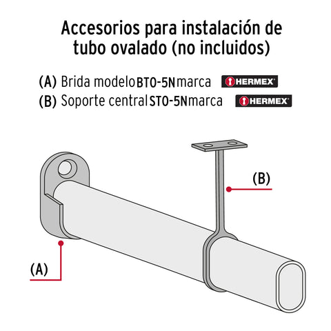 Brida niquelada para tubo ovalado de clóset, HERMEX | BTO-5 | 48978
